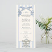 Oh Boy Blue Bow Carousel Baby Shower Menu Card (Staand voorkant)