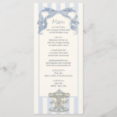 Oh Boy Blue Bow Carousel Baby Shower Menu Card (Voorkant)