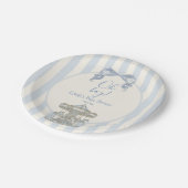 Oh Boy Blue Bow Carousel French Baby Shower Papieren Bordje (Gekanteld)