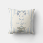Oh Boy Blue Bow Carousel Horse Circus Baby Shower  Kussen (Voorkant)