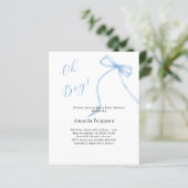 Oh boy blue bow eenvoudige Baby shower uitnodiging (Staand voorkant)