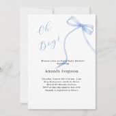 Oh boy blue bow eenvoudige elegante Baby shower Kaart (Voorkant)