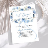 Oh boy blue bow florals Baby shower Kaart