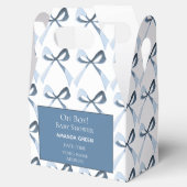 Oh Boy Blue Bows Coquette Baby shower Favoriet Box Bedankdoosjes (Geopend)