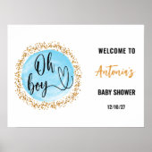 Oh Boy Blue Boy Baby shower Welkomstbord Poster (Voorkant)