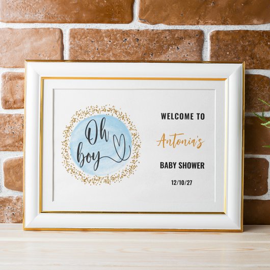 Oh Boy Blue Boy Baby shower Welkomstbord Poster