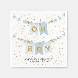 Oh Boy Blue Bunting Flags Baby shower Servet