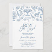 Oh Boy Blue Chinoiserie Safari Baby shower Kaart (Voorkant)