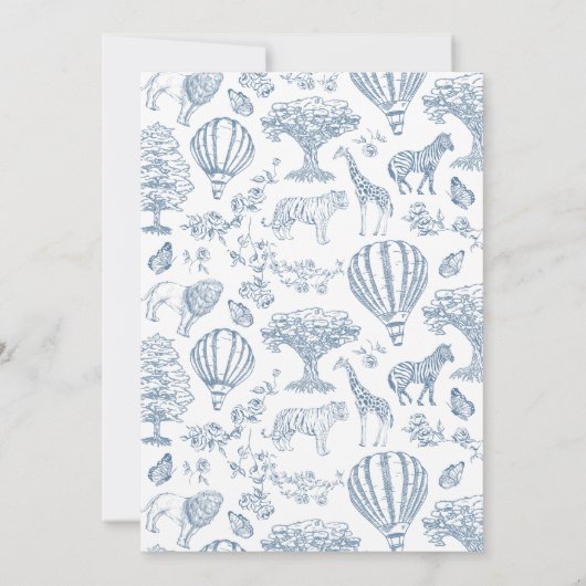 Oh Boy Blue Chinoiserie Safari Baby shower Kaart (Achterkant)