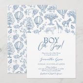 Oh Boy Blue Chinoiserie Safari Baby shower Kaart (Voorkant / Achterkant)