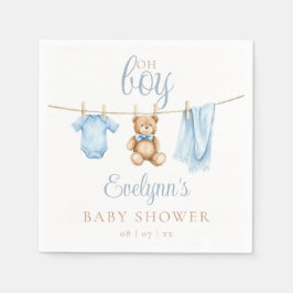 Oh Boy Blue Clothesline Baby Shower Servet