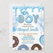 Oh Boy Blue Donut baby shower Invitation Kaart (Voorkant)