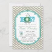 Oh Boy Blue en Green Mustache Baby shower Kaart (Voorkant)