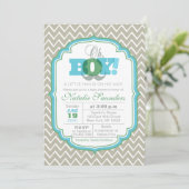 Oh Boy Blue en Green Mustache Baby shower Kaart (Staand voorkant)