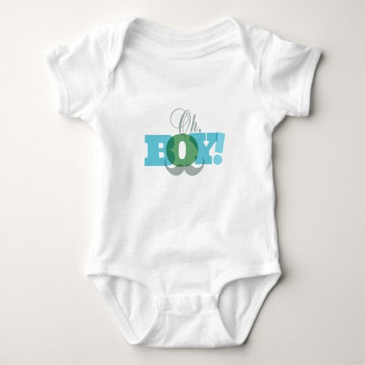 Oh Boy Blue en Green Mustache Romper (Voorkant)