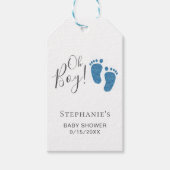 Oh Boy Blue Feet Baby shower Cadeaulabel (Voorkant)