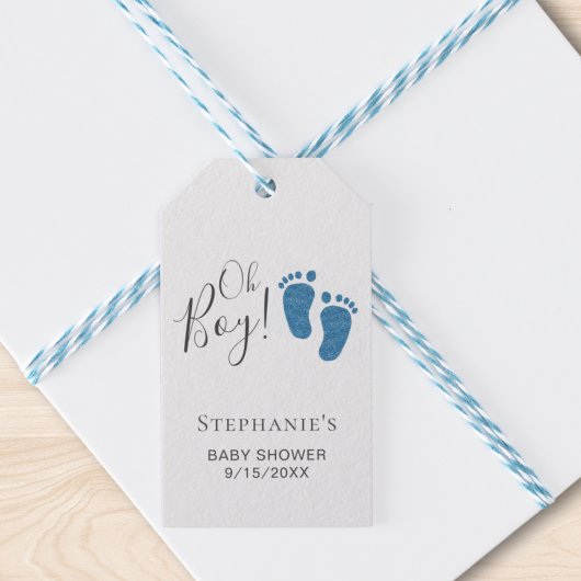 Oh Boy Blue Feet Baby shower Cadeaulabel