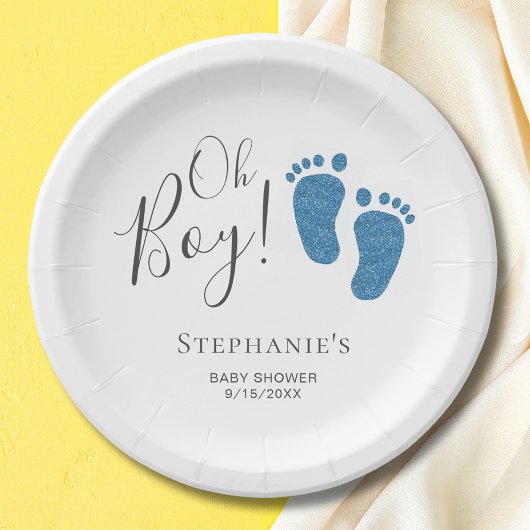 Oh Boy Blue Feet Baby shower Papieren Bordje