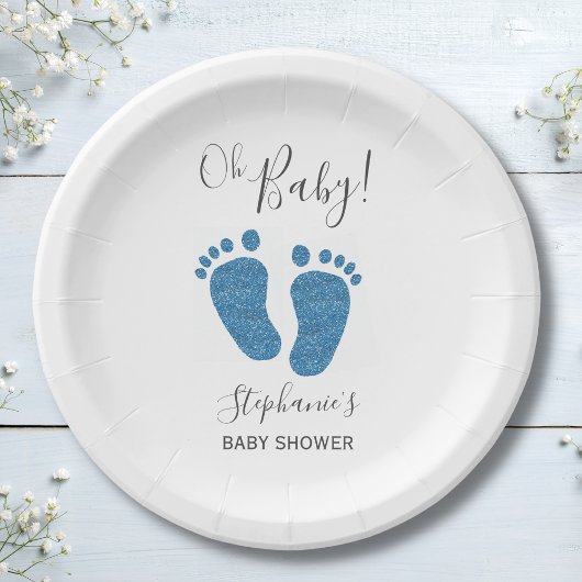 Oh Boy Blue Feet Baby shower Papieren Bordje