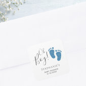 Oh Boy Blue Feet Baby shower Vierkante Sticker