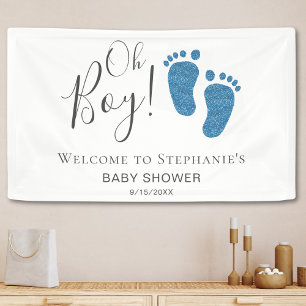 Oh Boy Blue Feet Baby shower Welkom Spandoek