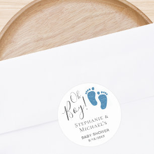 Oh Boy Blue Feet Koppels Baby shower Ronde Sticker