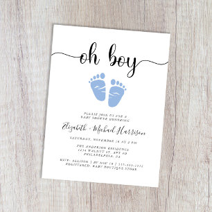 Oh Boy Blue Feet Koppels Baby shower Uitnodiging Briefkaart