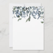 Oh Boy Blue Floral Greenery Baby shower Invitation Kaart (Achterkant)