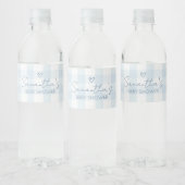 Oh Boy Blue Gingham Baby shower Waterfles Etiket (Flessen)