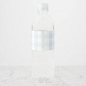 Oh Boy Blue Gingham Baby shower Waterfles Etiket (Achterkant)