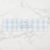 Oh Boy Blue Gingham Baby shower Waterfles Etiket (Enkel label)