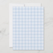 Oh Boy Blue Gingham en GreenGenery Baby shower Kaart (Achterkant)