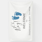 Oh Boy Blue Glitter Feet Baby shower Welkom Spandoek (Verticaal)
