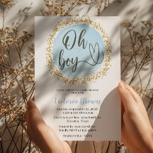 Oh Boy Blue Gold Confetti Baby shower