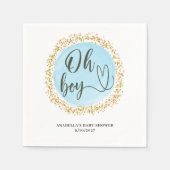Oh Boy Blue Gold Confetti Baby shower Servet (Voorkant)