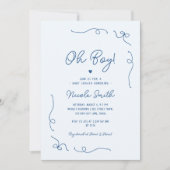 Oh Boy Blue Hand Drawn French Boy Baby shower Kaart (Voorkant)