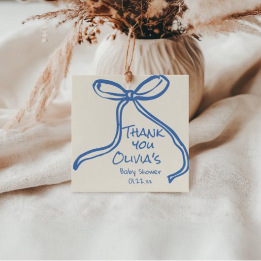 Oh Boy Blue Hand Geschreven Drawn Bow Baby shower Bedankjes Labels