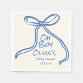 Oh Boy Blue Hand Geschreven Drawn Bow Baby shower Servet (Voorkant)