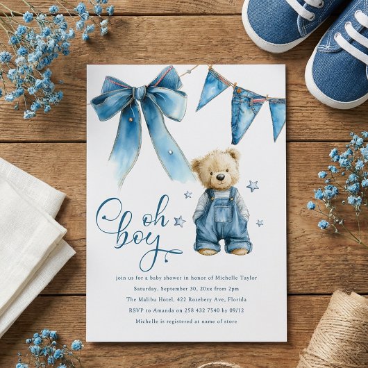 Oh Boy | Blue Jean Baby Denim Baby Shower Kaart