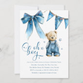 Oh Boy | Blue Jean Baby Denim Baby Shower Kaart (Voorkant)