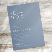 Oh Boy Blue minimalistisch script Baby shower Kaart