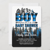 Oh Boy Blue Plaid Lumberjack Douche Uitnodiging (Voorkant)