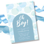 Oh Boy Blue Polka Dots Baby shower Kaart<br><div class="desc">Modern Oh Boy design met blauw en lichtgroene waterverf poka stippen met een blauwe boog die je feestgegevens laat zien. Bezoek onze winkel om ons hele collectie van Oh Boy te uitzichten</div>