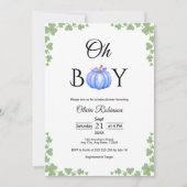 Oh Boy Blue Pumpkin Herfst Baby shower Kaart (Voorkant)