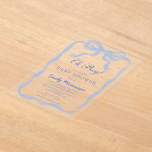 Oh Boy Blue Ribbon Bow Baby shower Acryl Uitnodigingen (Laagn)