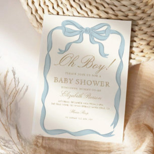 Oh boy Blue Ribbon Schattige Elegant Baby shower Kaart
