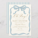 Oh boy Blue Ribbon Schattige Elegant Baby shower Kaart<br><div class="desc">Oh boy Blue Ribbon Schattige Elegant Baby shower</div>