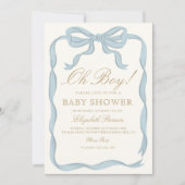 Oh boy Blue Ribbon Schattige Elegant Baby shower Kaart (Voorkant)