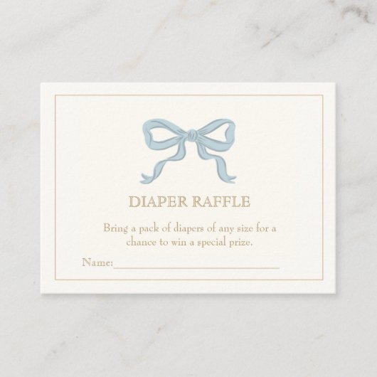 Oh boy Blue Ribbon Schattige Elegant Luier loterij Informatiekaartje (Voorkant)