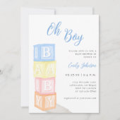 Oh Boy Blue Schattige Baby shower Kaart (Voorkant)